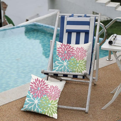 DFXSZ Outdoor Throw Pillow Covers 20x20 Inch Set of 2 Waterproof Spring Summer Geometric Elegant Pink Blue Green Outdoor Easter Pillow Covers for Patio Funiture Garden Couch 168B20