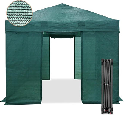 EAGLE PEAK 10x10 Walk in Shade Cloth Cover Greenhouse Instant Pop up Portable Gardening Green House with Mesh Cover, Roll up Doors, Green