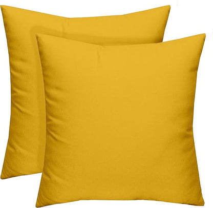 RSH DECOR: Square Throw Pillows Set of 2 | 17” x 17” | All-Weather Spun Fabric | Water and Fade-Resistant | Outdoor Accent Pillows for Patio Furniture | Yellow
