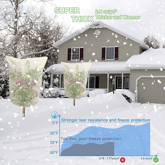 2 Pack Plant Covers Freeze Protection 2.8 oz/yd², 47.2" X 70.9" Large Winter Tree Covers Freeze Protection Bags Frost Blankets Shrub Jacket for Outdoor Plants Frost Cloth with Zipper Drawstring