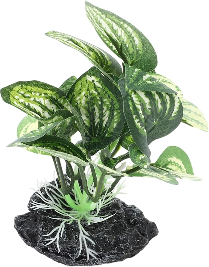 Aquarium Plastic Plants, Silk Aquarium Plants, Silk Plants for Betta Fish Tank, Plastic Plant Decor for Aquarium, Green, Pointed Leaves, 4.33" Tall