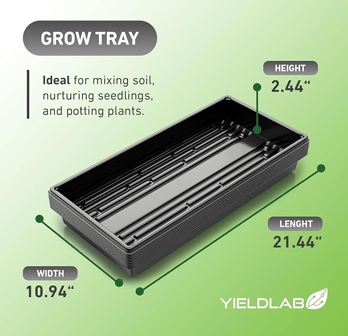 10x20 Inch Black Plastic 25 Pack Plant Propagation Tray – Growing Trays for Garden, Planting, Seedling, Soil & Hydroponic Horticulture - Microgreen Trays Grow Plants - No Drain Holes