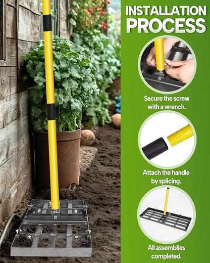 Joyhalo Lawn Leveling Rake, 36 Inch Yard Lawn Leveling for Soil with 78" Adjustable Steel Handle, Heavy Duty Effort Saving Landscape Lawn Leveler for Yard Garden Golf Course Soil Sand Dirt Grass