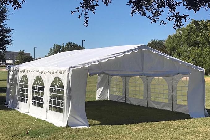 DELTA 26'x20' Budget PE Party Tent + (3) Long Storage Bags, Tents for Parties Outdoor Large Commercial Canopy Wedding Event Tent with Removable Sidewalls for Patio Outdoor Events