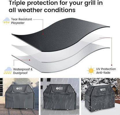 Grill Cover 58 inch Cover for Outdoor Grill 600D Heavy Duty BBQ Cover Waterproof, Weather Resistant & Fade Resistant Gas Grill Cover for Weber Charbroil Nexgrill Dyna-Glo Brinkmann