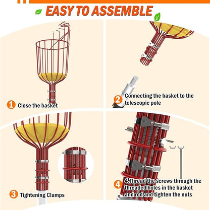 26FT Tree Trimmer, Manual Pole Saw with 5-20FT Extension Pole, Fruit Picker for Orange Lemon Mango Avocado Guava Fruit Picking