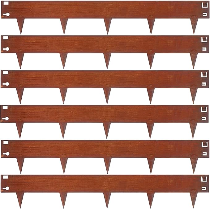 42 Inch Cor-Ten Steel Landscape Edging, 7.9 Inch Hammer in Metal Landscape Edging, Garden Edging for Lawn, Pathway, Yard