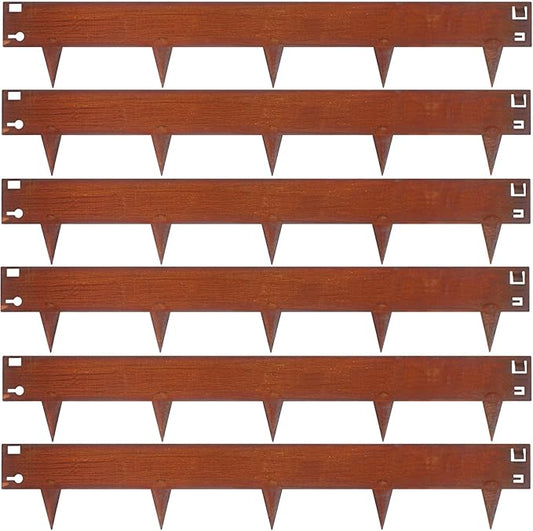 42 Inch Cor-Ten Steel Landscape Edging, 7.9 Inch Hammer in Metal Landscape Edging, Garden Edging for Lawn, Pathway, Yard