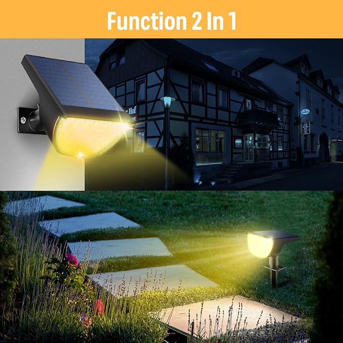 Solar Lights Outdoor Waterproof IP65, 76 LED 3 Lighting Modes Solar Spot Lights Outdoor Yard Garden Landscape Pathway (Warm White, 6 Pack)
