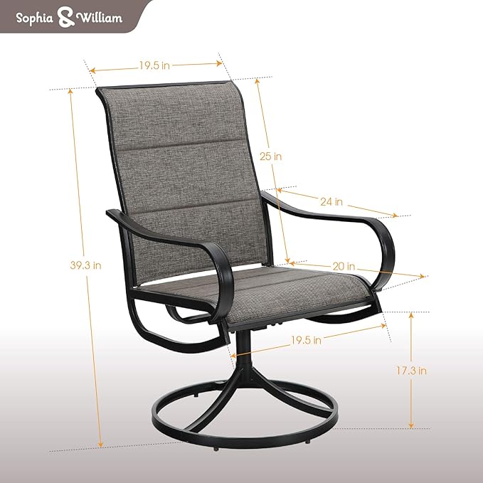 Sophia & William Patio Dining Chairs Patio Swivel Chairs 6 Pieces Quick Dry Textilene Patio Chairs Outdoor Furniture Support 300lbs for Lawn Garden Backyard Weather Resistant