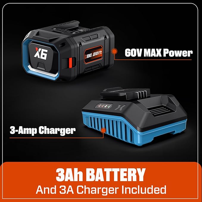 SENIX 16-Inch String Trimmer, 60V Cordless Weed Wacker, Variable Speed, 3.0Ah Battery and Charger Included