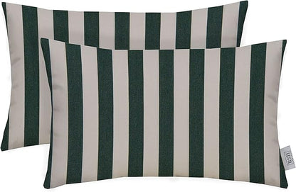 RSH DECOR: Sunbrella Lumbar Throw Pillows Set of 2 | 20" x 12" | Water and Fade-Resistant Performance Fabric | Outdoor Pillow Covers with Down-Alternative Inserts | Mason Forest Green
