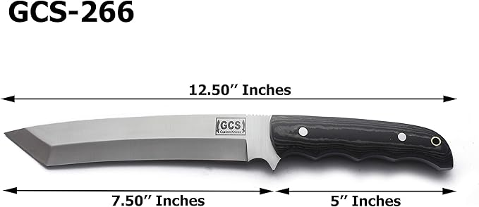 GCS Handmade G10Handle D2 Tool Steel Tactical Hunting Knife with leather sheath Full tang blade designed for Hunting & EDC GCS 266