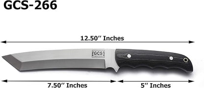 GCS Handmade G10Handle D2 Tool Steel Tactical Hunting Knife with leather sheath Full tang blade designed for Hunting & EDC GCS 266