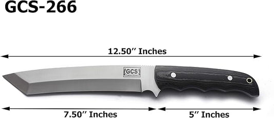 GCS Handmade G10Handle D2 Tool Steel Tactical Hunting Knife with leather sheath Full tang blade designed for Hunting & EDC GCS 266