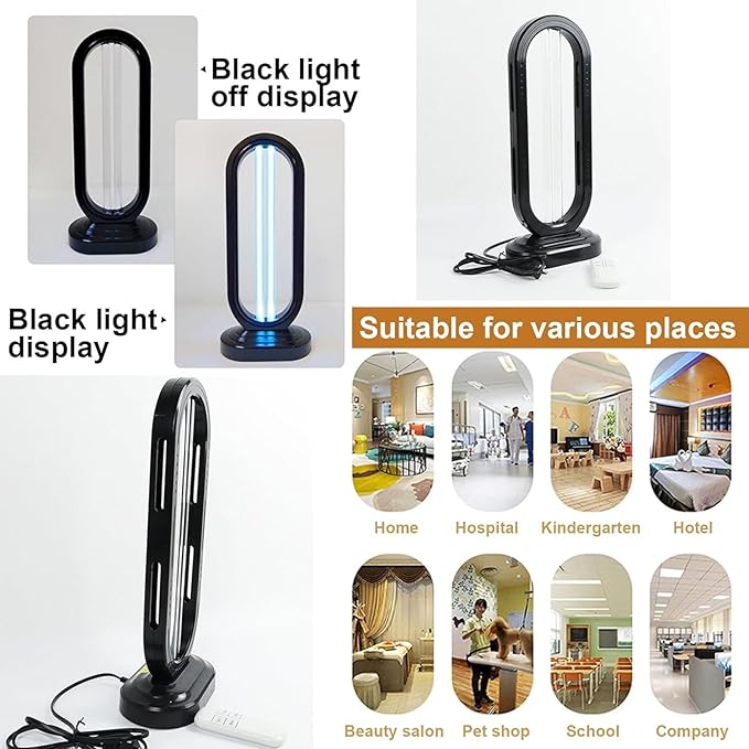2025 New UV Light - Uv Lamp for Bedbugs, Uv Bed Bugs, UV Lamp with 4- Speed Timing and Remote Control (Black)