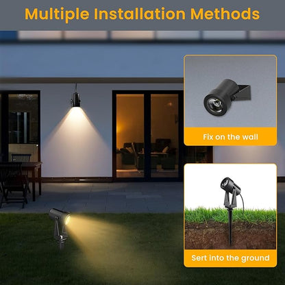 Low Voltage Landscape Lighting,6 Pack Outdoor LED Landscape Spotlights with Transformer 27V Garden Lights Pathway Lights IP65 Waterproof 3000K Warm White