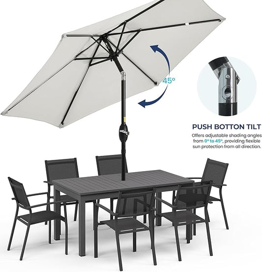 SUNVIVI OUTDOOR Outdoor Patio Umbrella, Patio Umbrella, Market Umbrella, Large Outdoor Umbrella, Metal Pole Umbrella with Push Button Tilt and Crank, Polyester Canopy