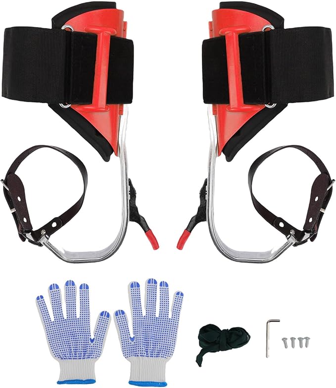 Tree Climbing Spikes Kit Aluminum Alloy Adjustable Tree Climbing Equipment with Anti Slip Pedal for Gardening Fruit Picking