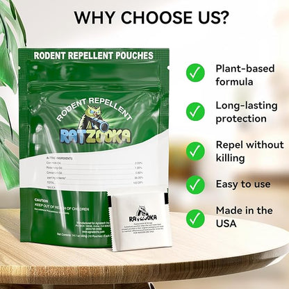 Extra-Strength Mouse Repellent Pouches with Cinnamon/Cornmint Oils, (20 Pouches) Natural Rodent Repellent, Indoor & Outdoor Mice Repellent, Safe for Pets and Kids