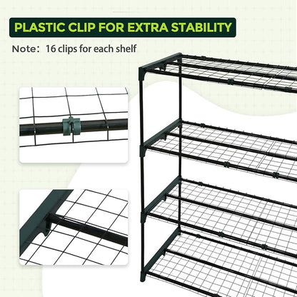 EAGLE PEAK Greenhouse Shelving Staging Double 4 Tier, Outdoor/Indoor Plant Shelves, 42"x17"x42", Green