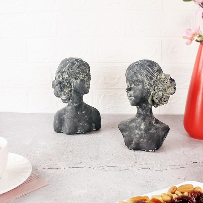 Beautiful Women Faces Resin Sculptures, Resin Art Statues Ornaments, Collectible Figurines for Home Living Room Office Shelf Decoration, Housewarming Great Gifts Ideas, Woman
