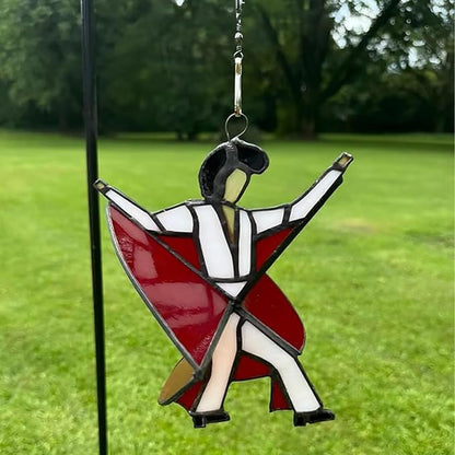 Dancing King Pattern, Handmade Stained Glass Spinner, Kinetic Acrylic Hanging Decor, DIY Sunlight Catcher Memphis Melody Spinner for Garden Yard, Porch, Window Decoration (2PCS)