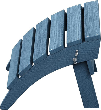 SERWALL Folding Adirondack Footrest Without Assembly, All Weather Use Adirondack Footstool, Blue