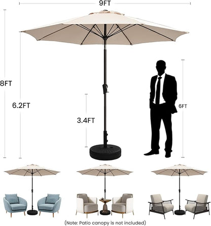 Ayge 9FT Large Outdoor Patio Umbrella Market Table Umbrella-UV Resistant, Easy Push Button Tilt and Crank, 8 Sturdy Fiberglass Ribs Heavy-Duty Pool Umbrella for Deck, Backyard,Garden,Blue