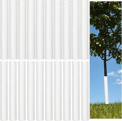 Menkxi 20 Pcs Corrugated Tree Guards Saplings Tree Trunk Protectors from Deer Tree Tubes Guard Tube Wraps to Protect Bark, Sapling from Rodents, Mowers, Animals(White,15.7 x 2, 15.7 x 1.5)