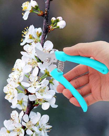 Pruning Shears for Gardening, 4 Pack Garden Scissors for Cutting Fresh Flowers, Floral Clippers for Plants, Fruits (Blue)