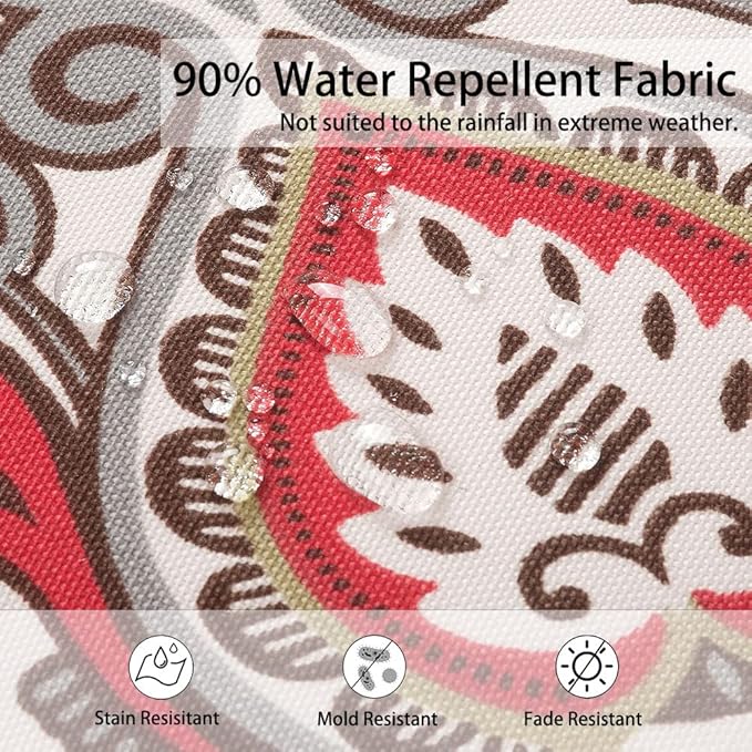 Magpie Fabrics Pack of 2 Outdoor Waterproof Throw Pillow Covers 18 x 18 Inch, Christmas Decorative Cushion Sham Pillowcase Shell for Garden Patio Tent Balcony Couch Sofa(Floral Red Orange)