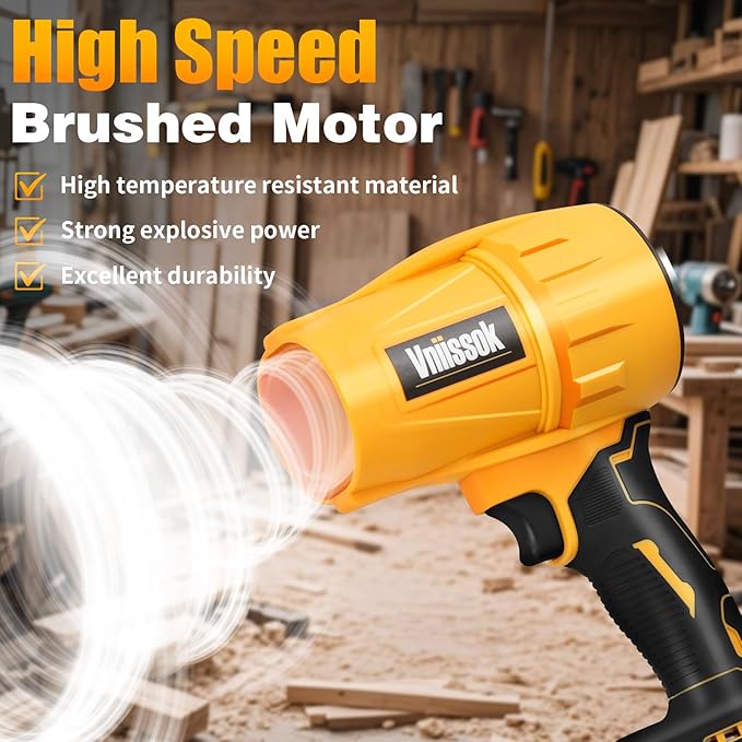 Electric Cordless Leaf Blower Dust Blower for DEWALT 20V Battery, High-Speed Motor Handheld Jet Fan Air Blower for Patio Cleaning, Lawn Care, Blowing Leaves and Dust (Brushed Leaf Blower)