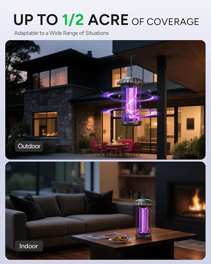 Buzbug LED Bug Zapper Indoor Outdoor, 10 Years Lifespan, 6.5ft Power Cord, IPX4 Waterproof, High-Voltage, Mosquito Zapper, Fly Trap Mosquito Trap, Fly Killer Fly Zapper -MO008C