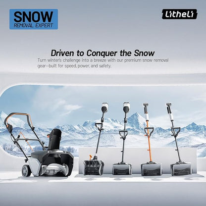 Litheli Cordless Snow Shovel, 20V 12'' Lightweight Electric Snow Blower for Driveway, Battery Powered Snow Thrower, 2.0Ah and 4.0Ah Battery Included