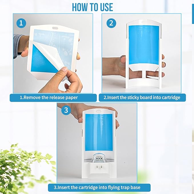 Trap Refills, Flying Insect Trap Refill Kit NO Device - 4 Pcs Glue Cards, Each Glue Card Lasts up to 65-Day or Until Full Flying Insect Trap (4 x Refills)