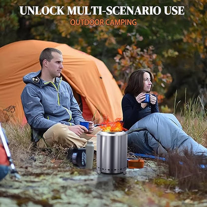 Tabletop Fire Pit 9.7 x 7.1 Inch with Removable Ash Pan, Smokeless Firepit Camping Stove with Bag for Outdoor Safe Burning Firepits, Stainless Steel Wood Burning Fire Pits for Heating, Bonfire