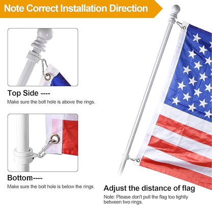 1" White Flag Pole Rings, 2 Pcs Anti Wrap Aluminum Alloy Flag Pole Clips Swivels, 360° Rotating Flagpole Flag Mounting Rings, Spinning Flag Pole Kit for 0.75-1.02" Diameter (1 Inch, White)