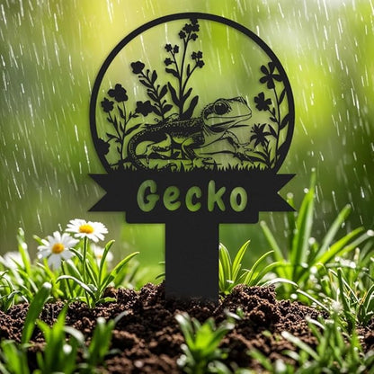 Custom Gecko Metal Memorial Plque,Personalized Gecko Remembrance Stake,Gecko Loss,Grave Markers,Outdoor Garden Decor,Yard Sign gecko 10inch