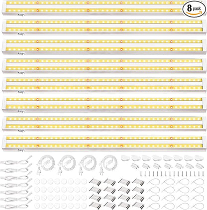 FOXGARDEN Grow Lights for Indoor Plants, 2FT 80W (8×10W) Full Spectrum LED Plant Growing Lamp, Grow Light Strip, Plug and Play, Separate Switch, 8-Pack