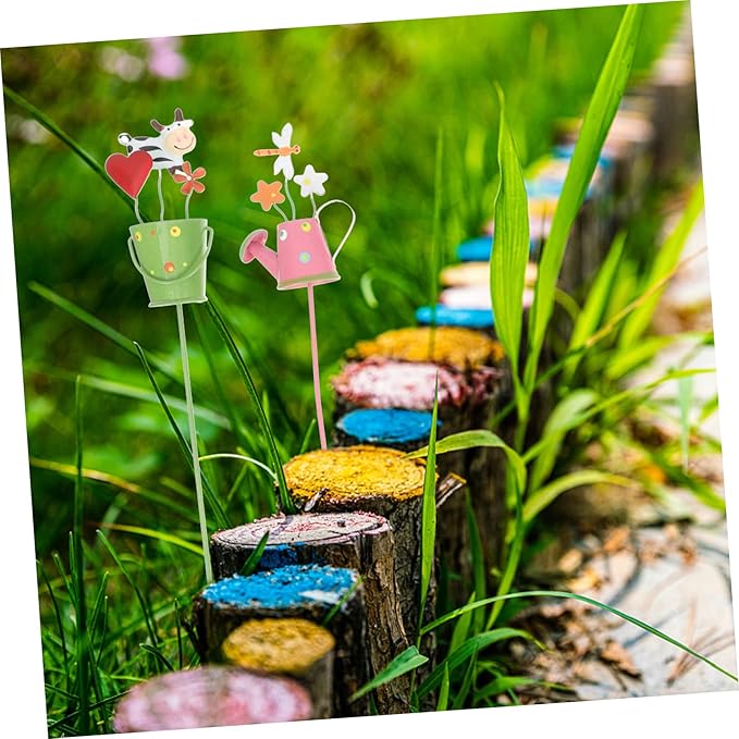 5pcs Metal Plant Picks Decorative Garden Stake Picks for Flower Pots Plant Decorations for Lawn Patio and Home