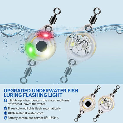 LED Underwater Fishing Lures，LED Lighted Bait Flasher，Deep Drop Fishing Lures，Fish Eye Attractive Light Bait Lure Lamp 5PCS