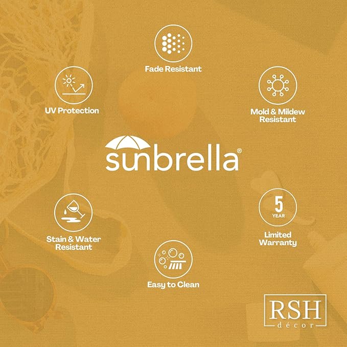 RSH DECOR: Sunbrella Lumbar Throw Pillows Set of 4 | 20" x 12" | Water and Fade-Resistant Performance Fabric | Outdoor Pillow Covers with Down-Alternative Inserts | Cabana Regatta