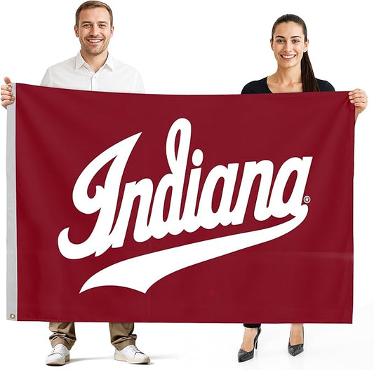 Indiana Hoosiers 5' x 8' College Sports Printed Flag - NCAA Licensed - Nylon - School Banner (White, Red)