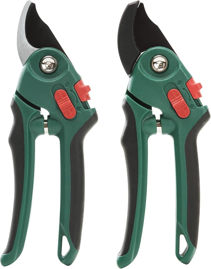 Yocada Garden Pruning Shears 2 Pack Garden Clippers Steel Shears Scissors for Gardening Sharp Handheld Heavy Duty Hedge Plant Branch Clippers Scissors Pruners Tools