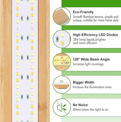 FOXGARDEN Grow Light, Bamboo Full Spectrum Plant Light Strip for Indoor Plants, 384 LED Bright Grow Lamp with Auto On/Off Timer 4/8/12H, 3 Switch Modes, 10 Dimmable Levels, 4 Strips with 1 Controller