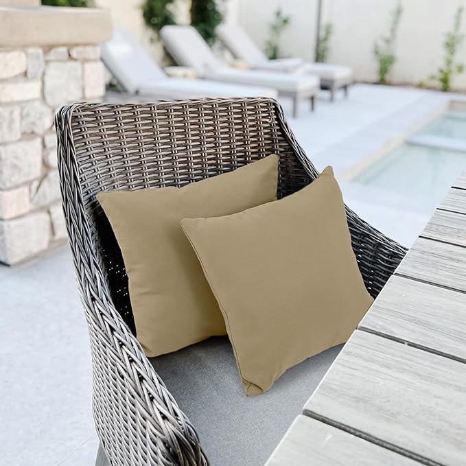 idee-home Outdoor Pillows with Inserts Included, Patio Outside Square Pillows Waterproof Set of 2, 18 x 18 inch