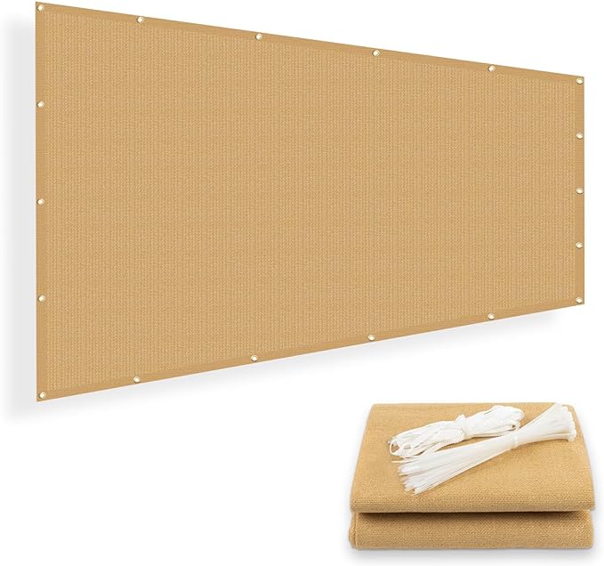 SUNNY GUARD Shade Cloth Custom Size 7x7 FT Sun Shade Screen Fabric Shade Cover Tarp with Grommets for Pergola Backyard Garden, Sand(We Customized)
