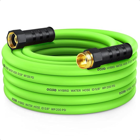 Garden Hose 25 ft x 5/8", NON-EXPANDING Flexible Water Hose, Kink Resistant Lightweight Hybrid Hose, Leakproof Yard Hose with Male to Female Fittings
