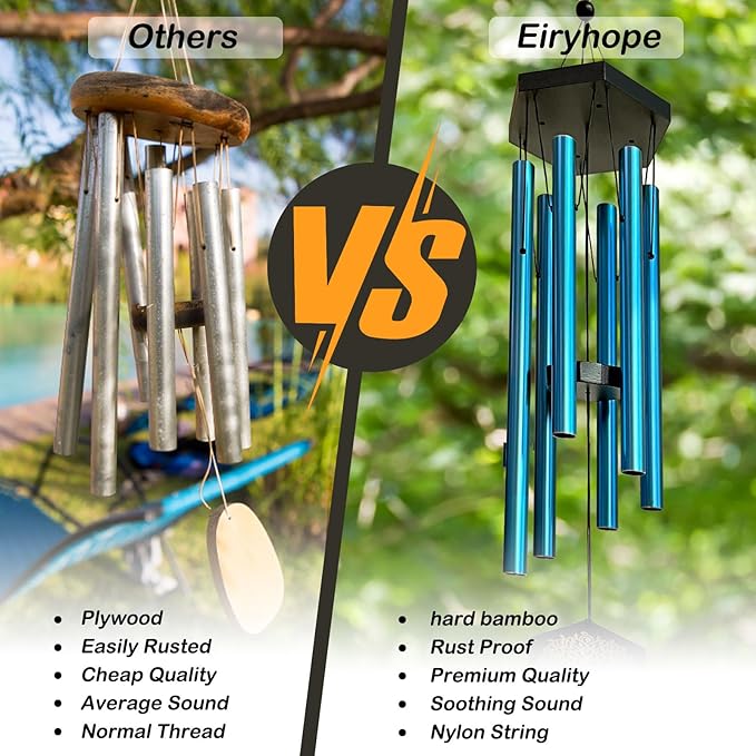 33" Tree of Life Memorial Wind Chimes | Soothing Blue Sympathy Wind Chime for Loss of Loved One, Calming Melody & Deep Tone, Outdoor Garden Decor & Housewarming Gift